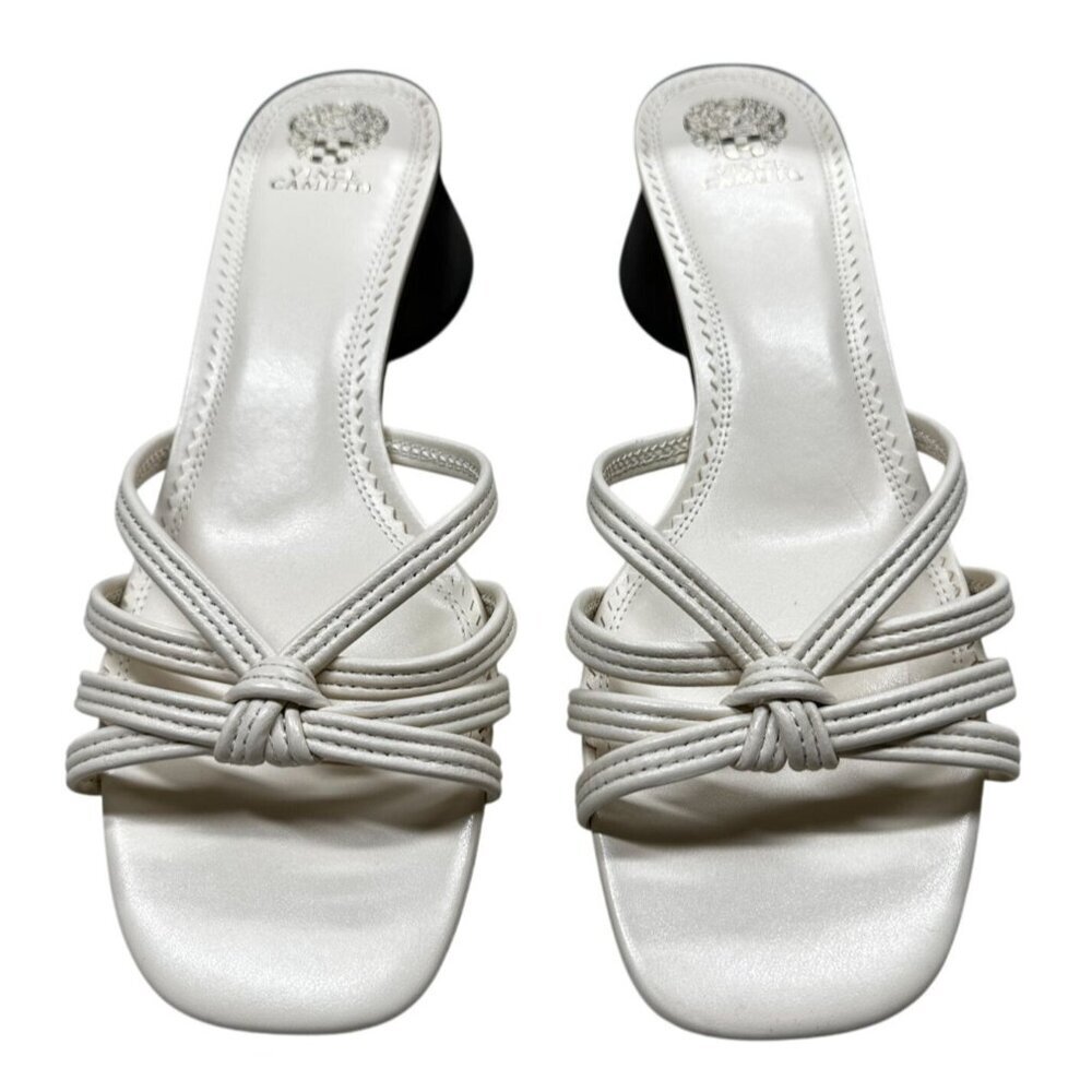 Vince Camuto Sandal Women's Size 11 Leather Off White Strappy Knotted Slip-On‎ - Picture 2 of 11